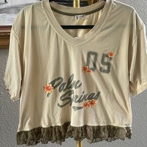 FP Movement by Free People Cream Graphic Crop Top Palm Springs